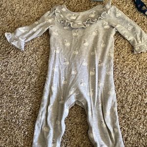 Janie and jack swan print one piece ruffles